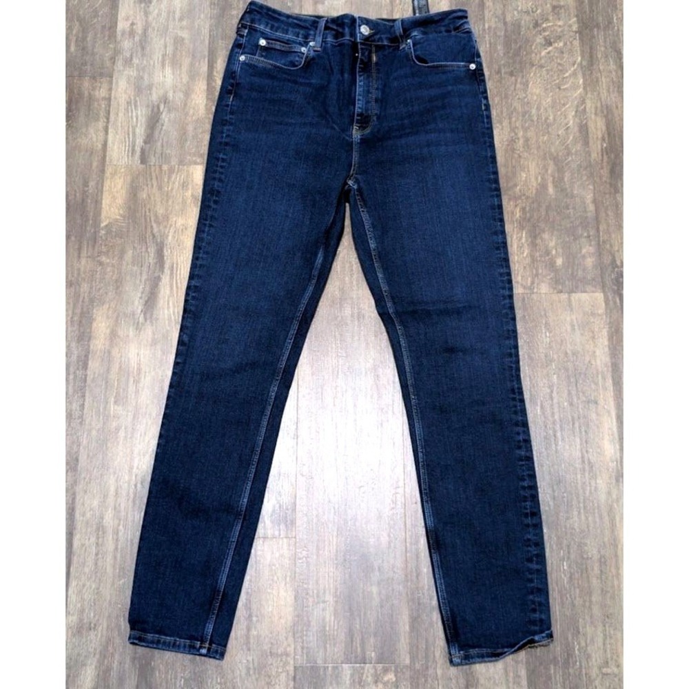 Zara Woman Premium Denim Collection  Size 12 High Rise Skinny Jeans Dark Blue
